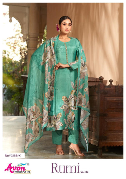 Rumi Vol 2 Avon Trendz Viscose Muslin Pant Style Suits Exporter Ahmedabad