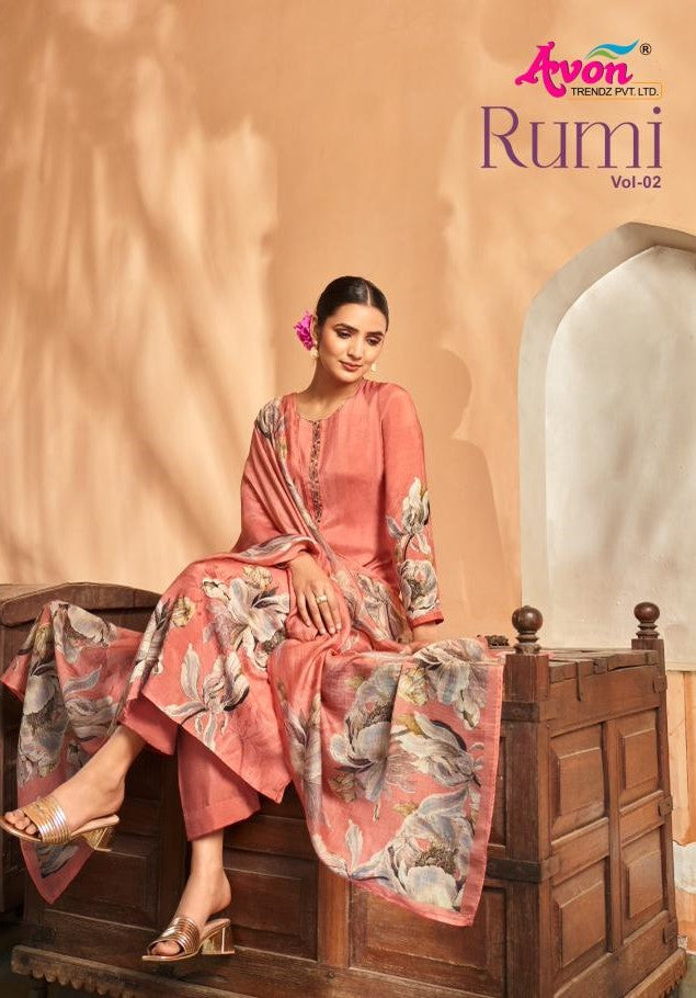 Rumi Vol 2 Avon Trendz Viscose Muslin Pant Style Suits Exporter Ahmedabad
