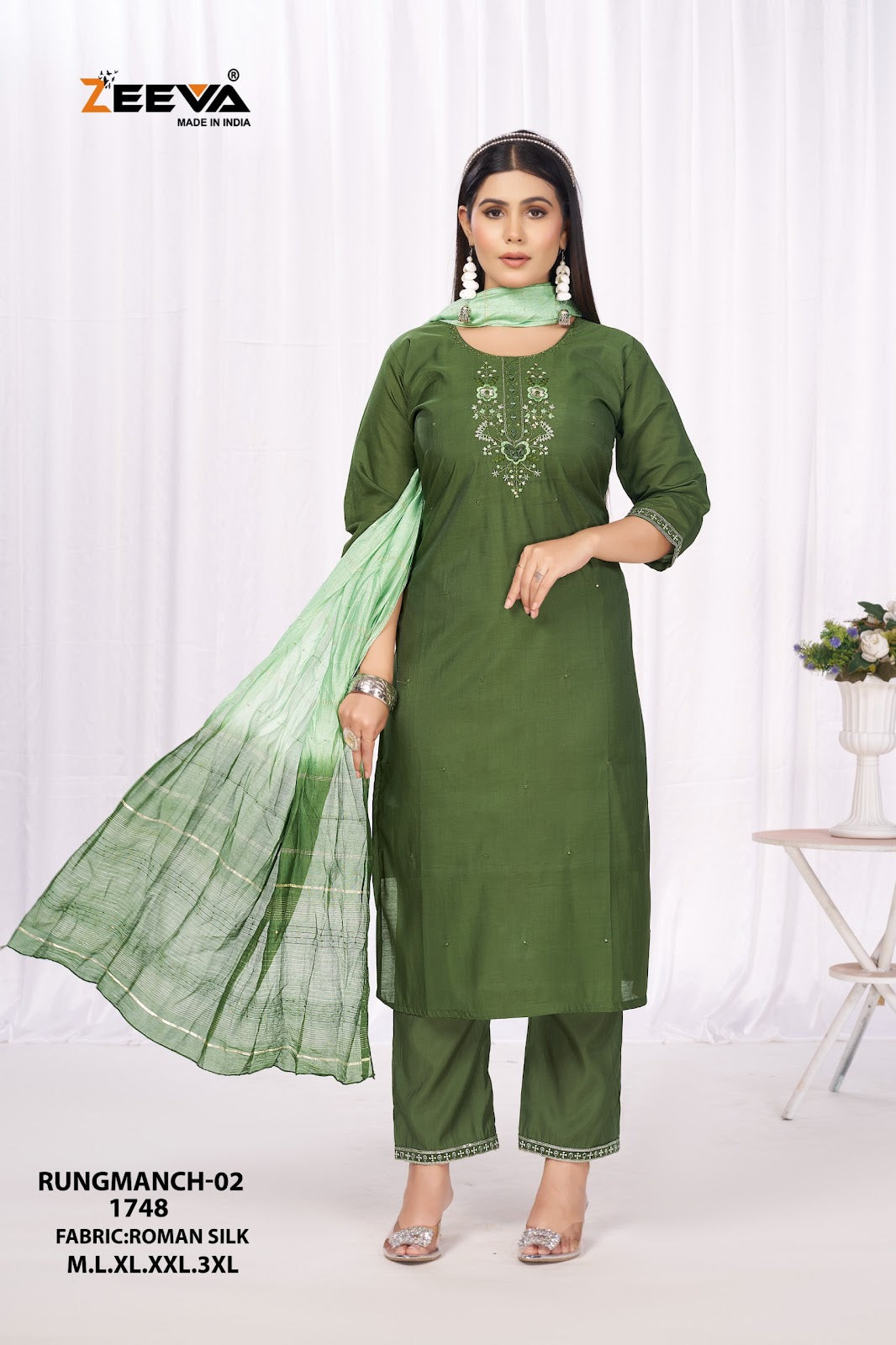 Rungmanch Vol 2 Zeeva Roman Silk Readymade Pant Style Suits Exporter
