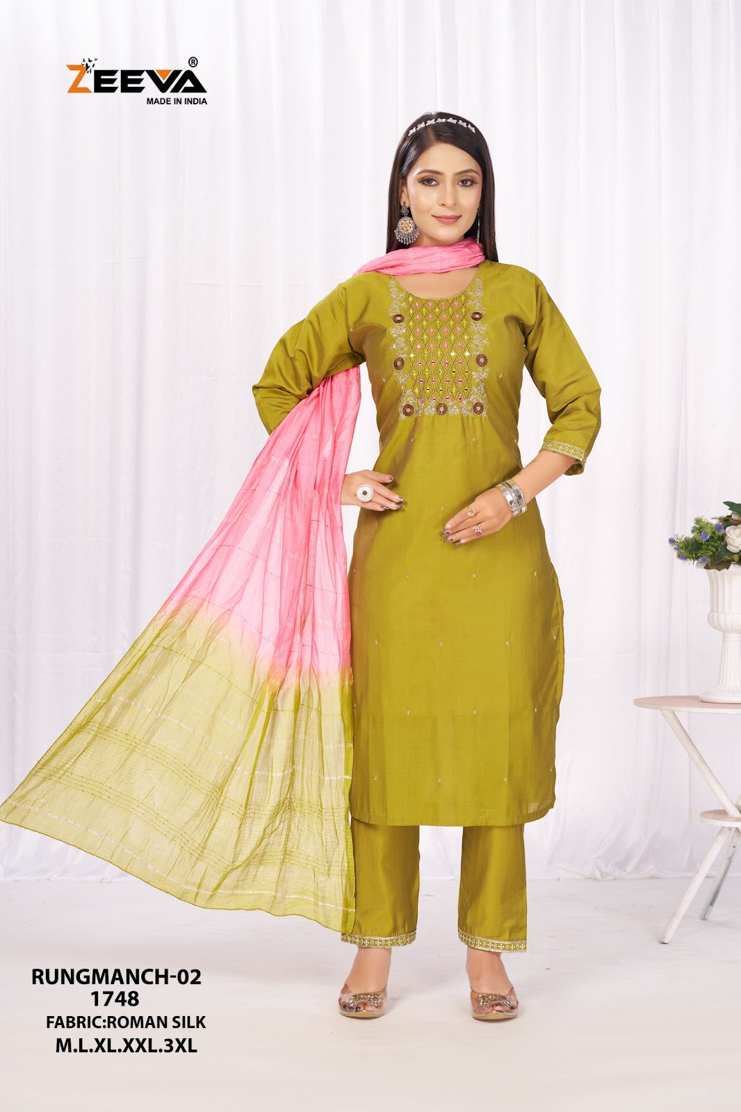 Rungmanch Vol 2 Zeeva Roman Silk Readymade Pant Style Suits Exporter