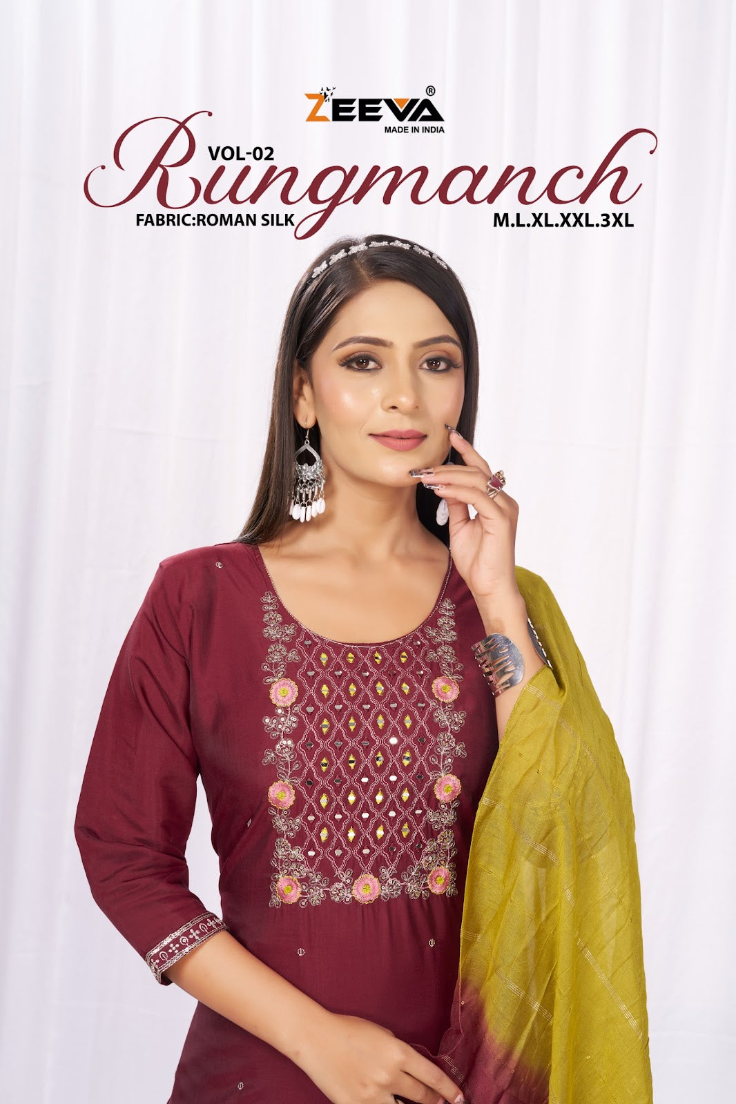 Rungmanch Vol 2 Zeeva Roman Silk Readymade Pant Style Suits Exporter