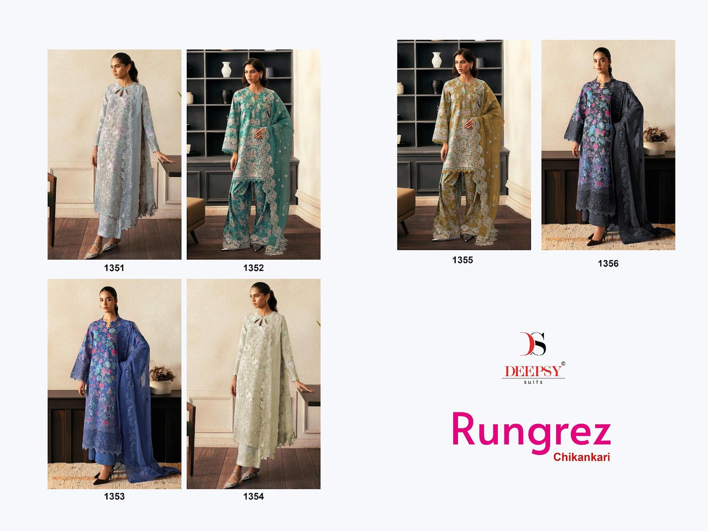 Rungrez Chikankari Deepsy Cotton Pakistani Patch Work Suits Exporter Gujarat