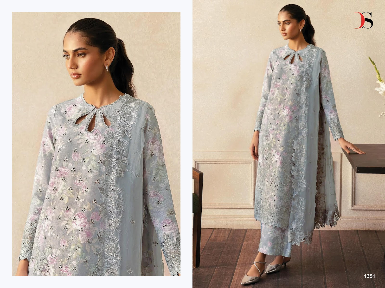 Rungrez Chikankari Deepsy Cotton Pakistani Patch Work Suits Exporter Gujarat