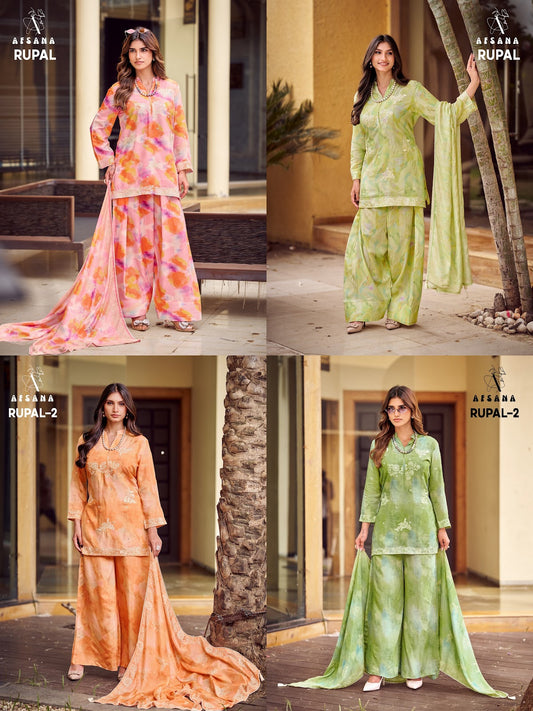 Rupal Afsana Bemberg Muslin Pakistani Readymade Suits Wholesale