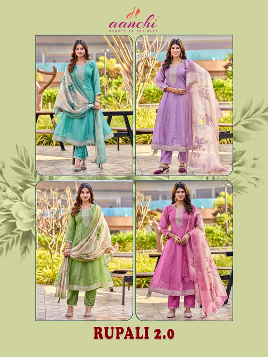 Rupali 2 Aanchi Tissue Simmer Readymade Anarkali Suits Manufacturer India