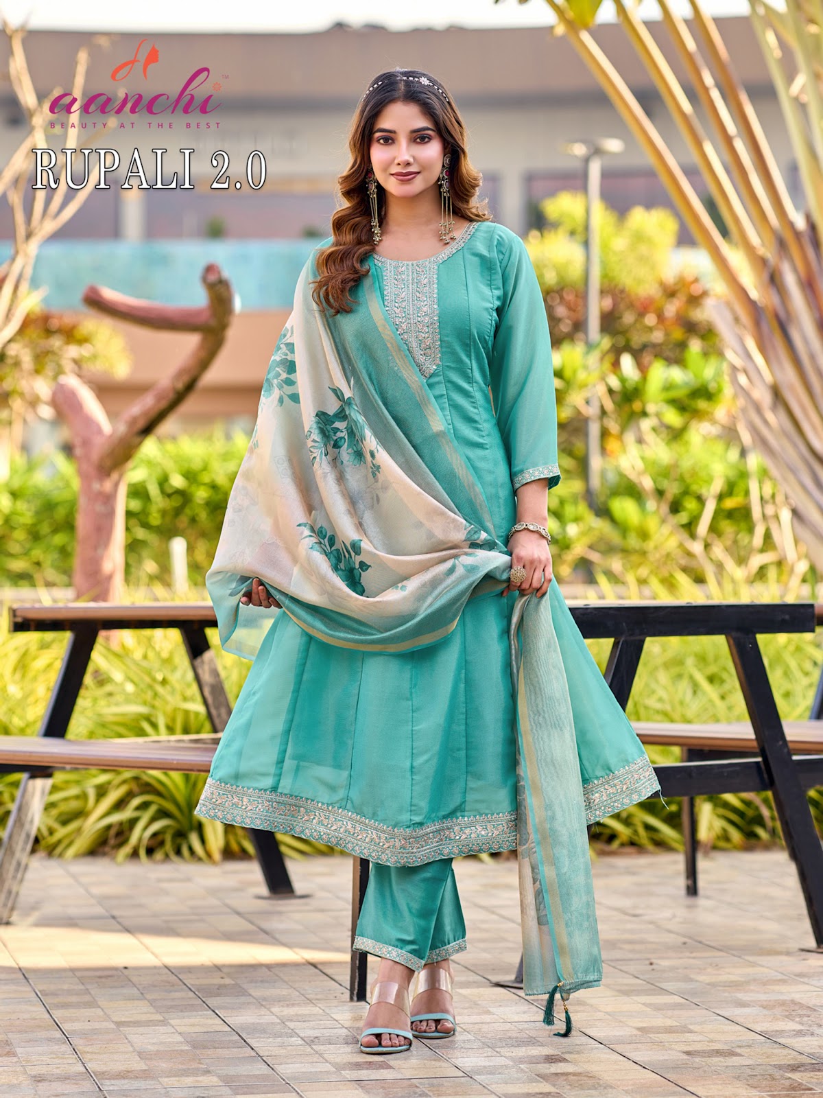 Rupali 2 Aanchi Tissue Simmer Readymade Anarkali Suits Manufacturer India