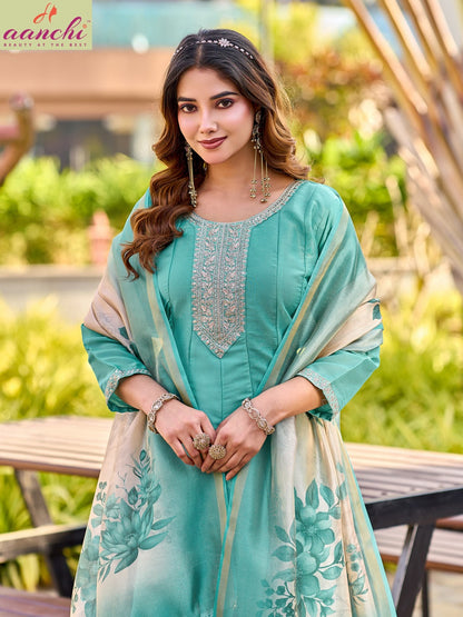 Rupali 2 Aanchi Tissue Simmer Readymade Anarkali Suits Manufacturer India