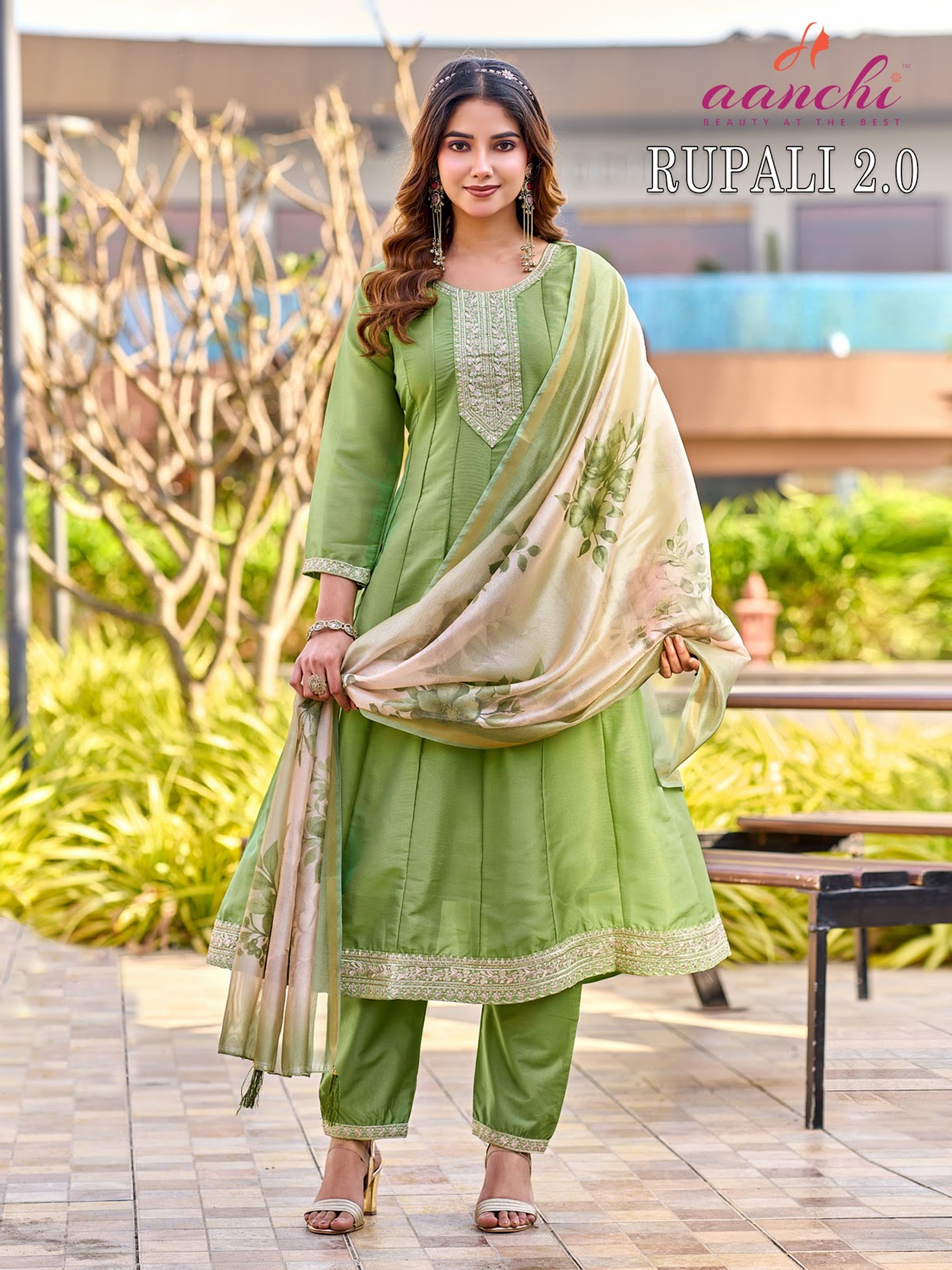 Rupali 2 Aanchi Tissue Simmer Readymade Anarkali Suits Manufacturer India