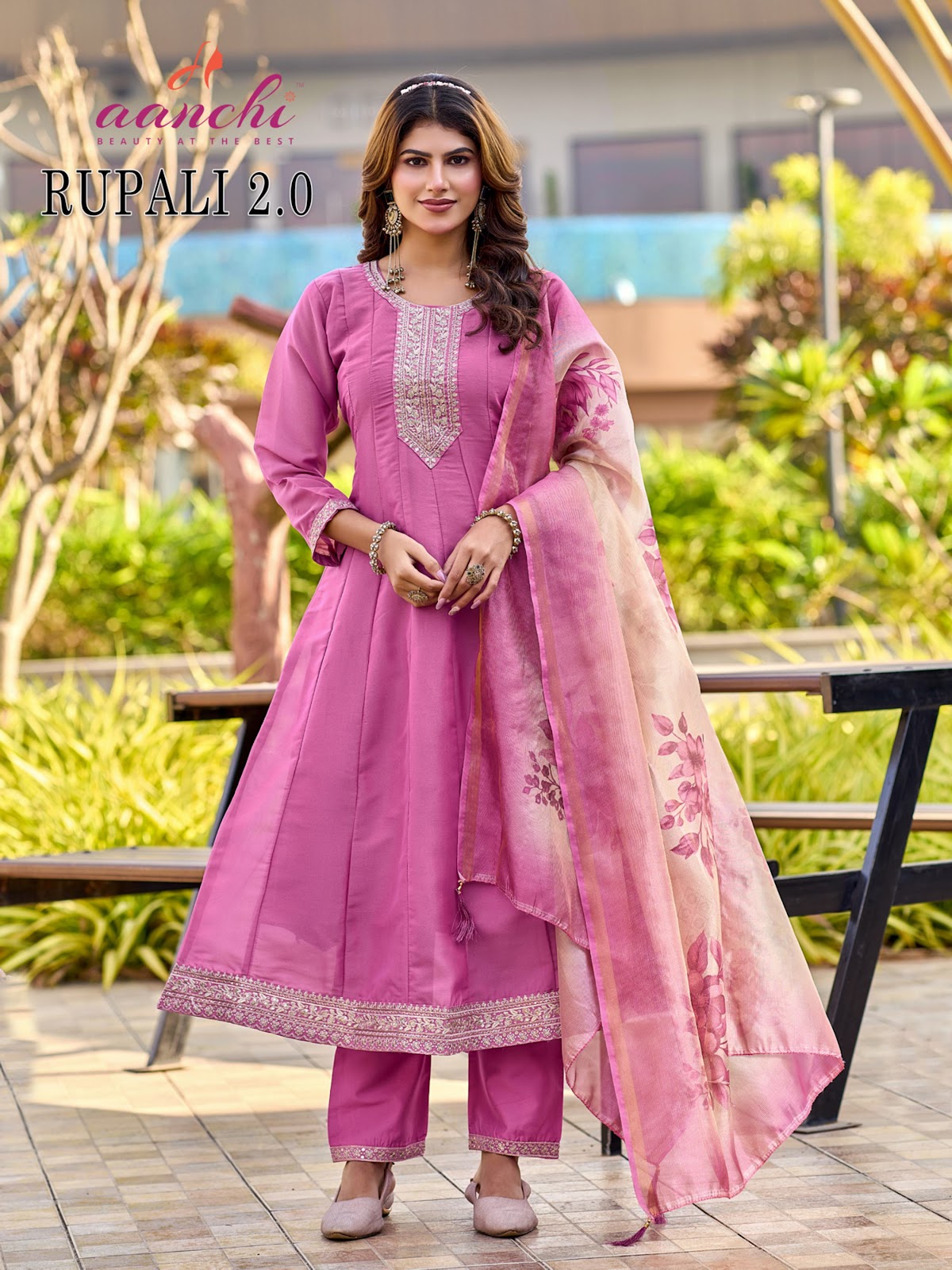 Rupali 2 Aanchi Tissue Simmer Readymade Anarkali Suits Manufacturer India