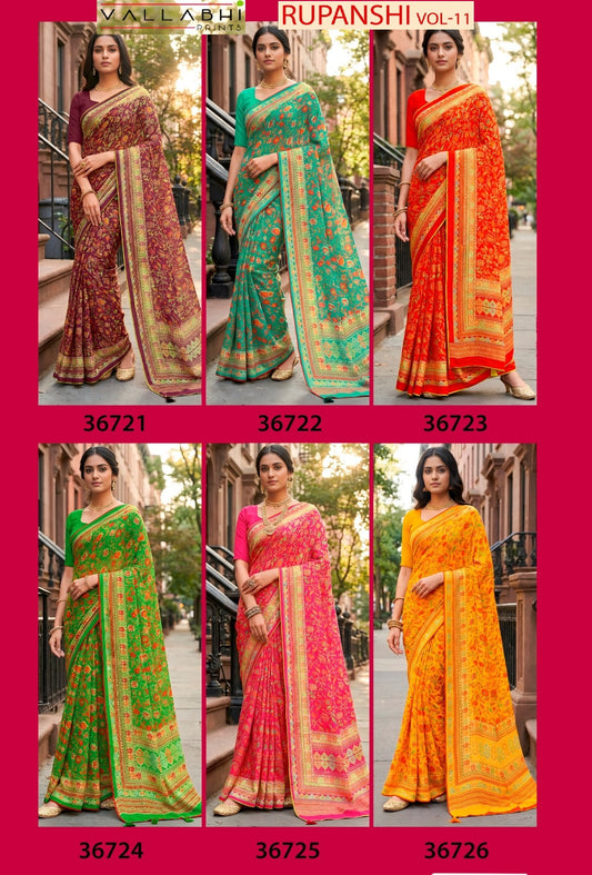 Rupanshi Vol 11 Vallabhi Prints Moss Georgette Sarees Exporter