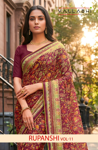 Rupanshi Vol 11 Vallabhi Prints Moss Georgette Sarees Exporter