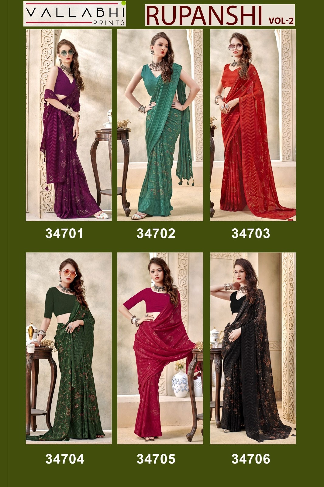 Rupanshi Vol 2 Vallabhi Prints Moss Sarees Supplier Gujarat