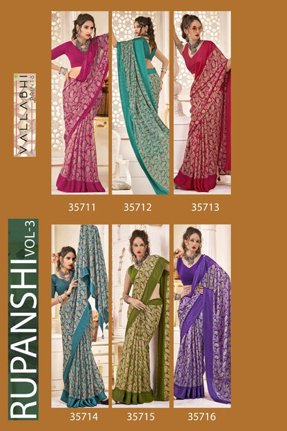Rupanshi Vol 3 Vallabhi Prints Moss Sarees Supplier