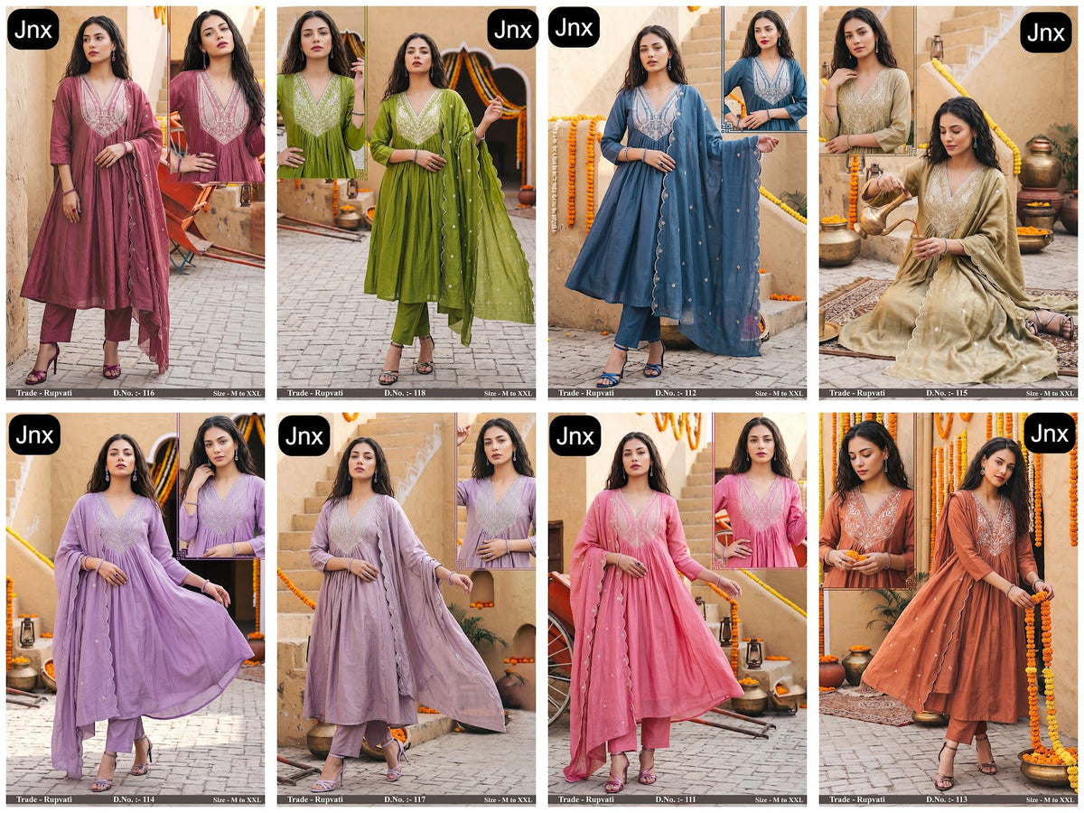 Rupvati Jnx Chanderi Readymade Anarkali Suits Wholesaler Gujarat