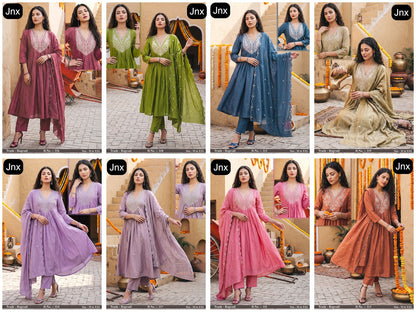 Rupvati Jnx Chanderi Readymade Anarkali Suits Wholesaler Gujarat