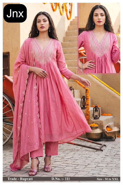 Rupvati Jnx Chanderi Readymade Anarkali Suits Wholesaler Gujarat