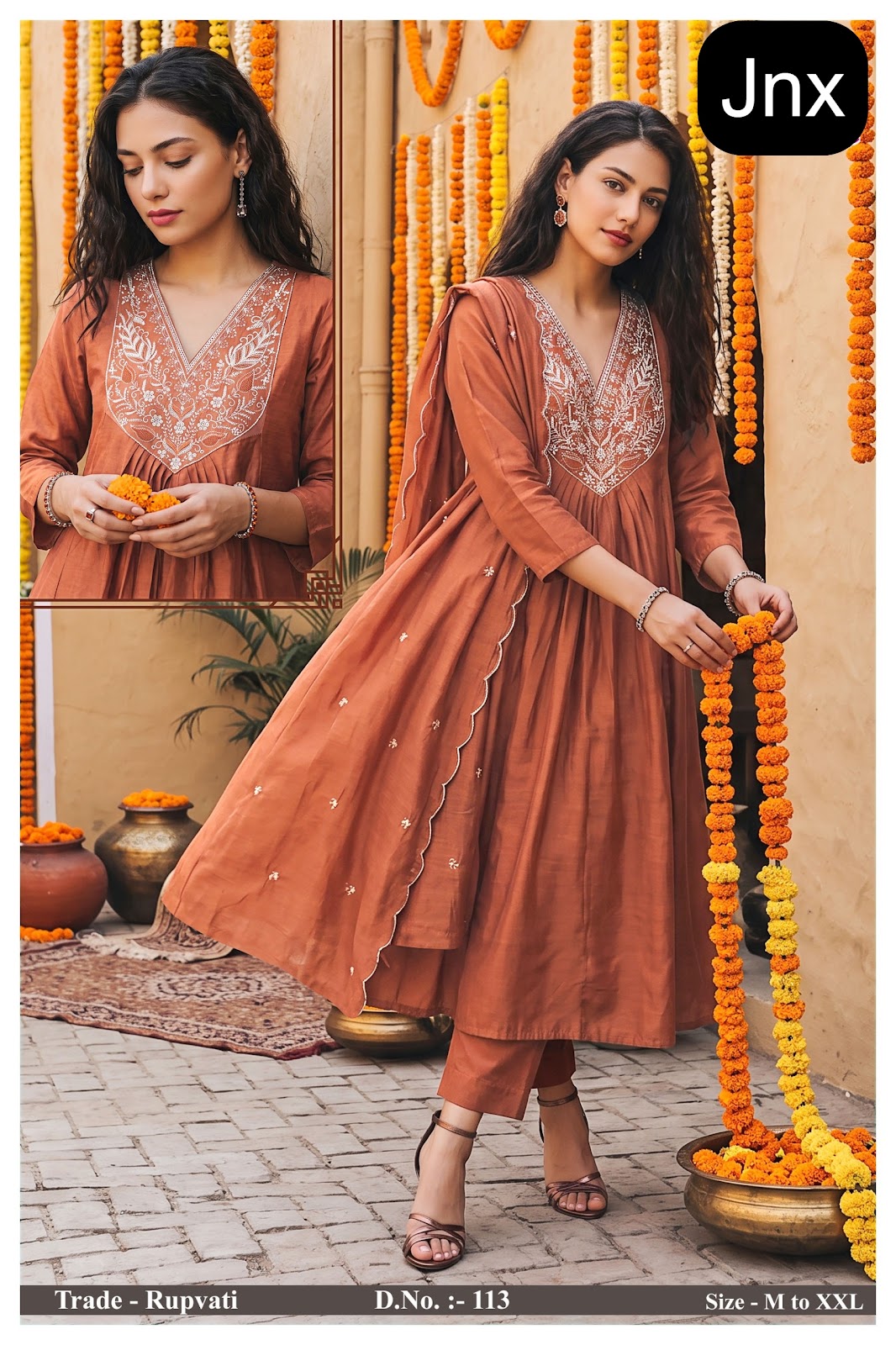 Rupvati Jnx Chanderi Readymade Anarkali Suits Wholesaler Gujarat