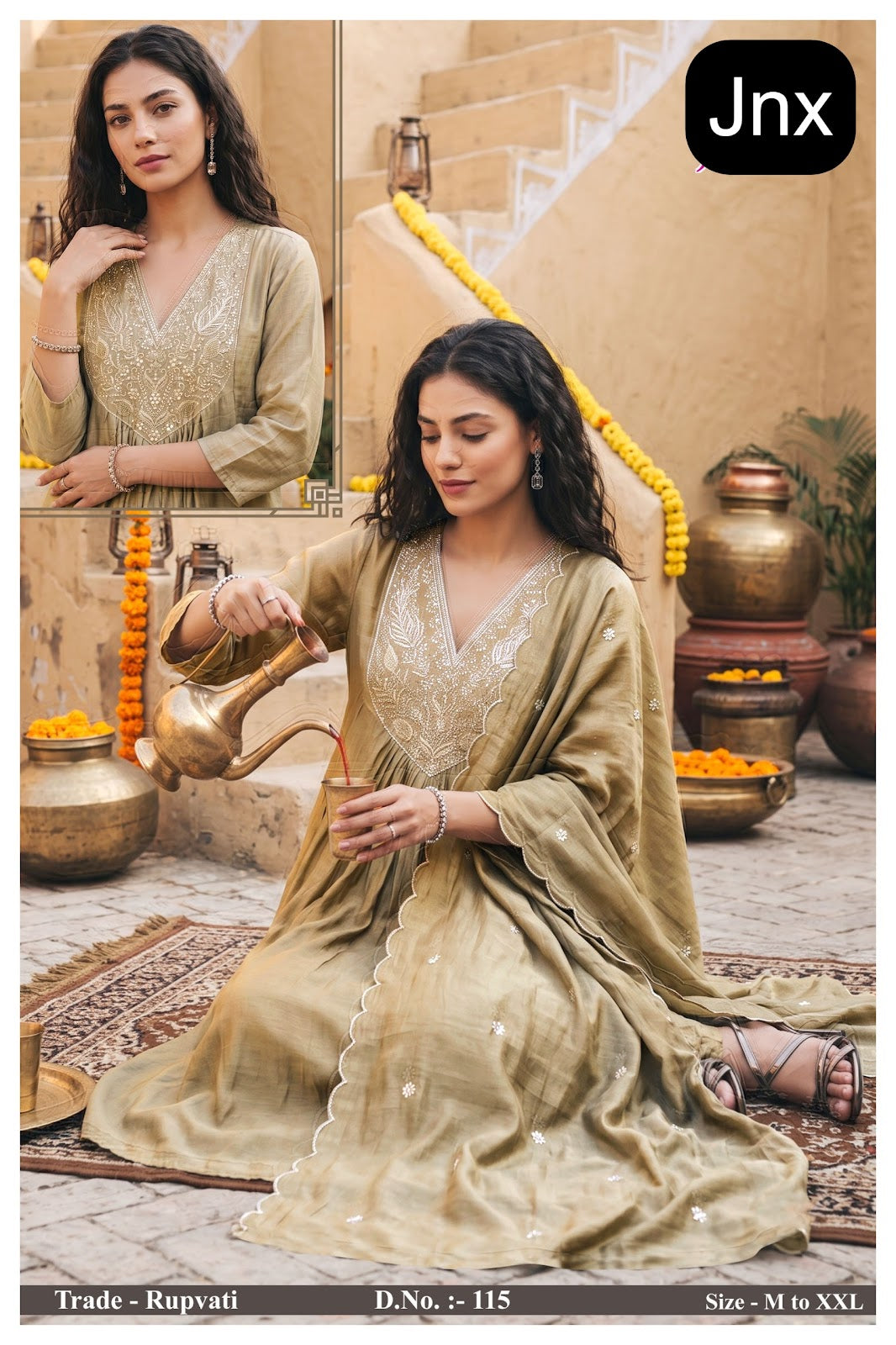 Rupvati Jnx Chanderi Readymade Anarkali Suits Wholesaler Gujarat