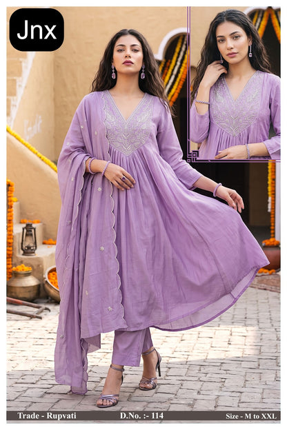 Rupvati Jnx Chanderi Readymade Anarkali Suits Wholesaler Gujarat
