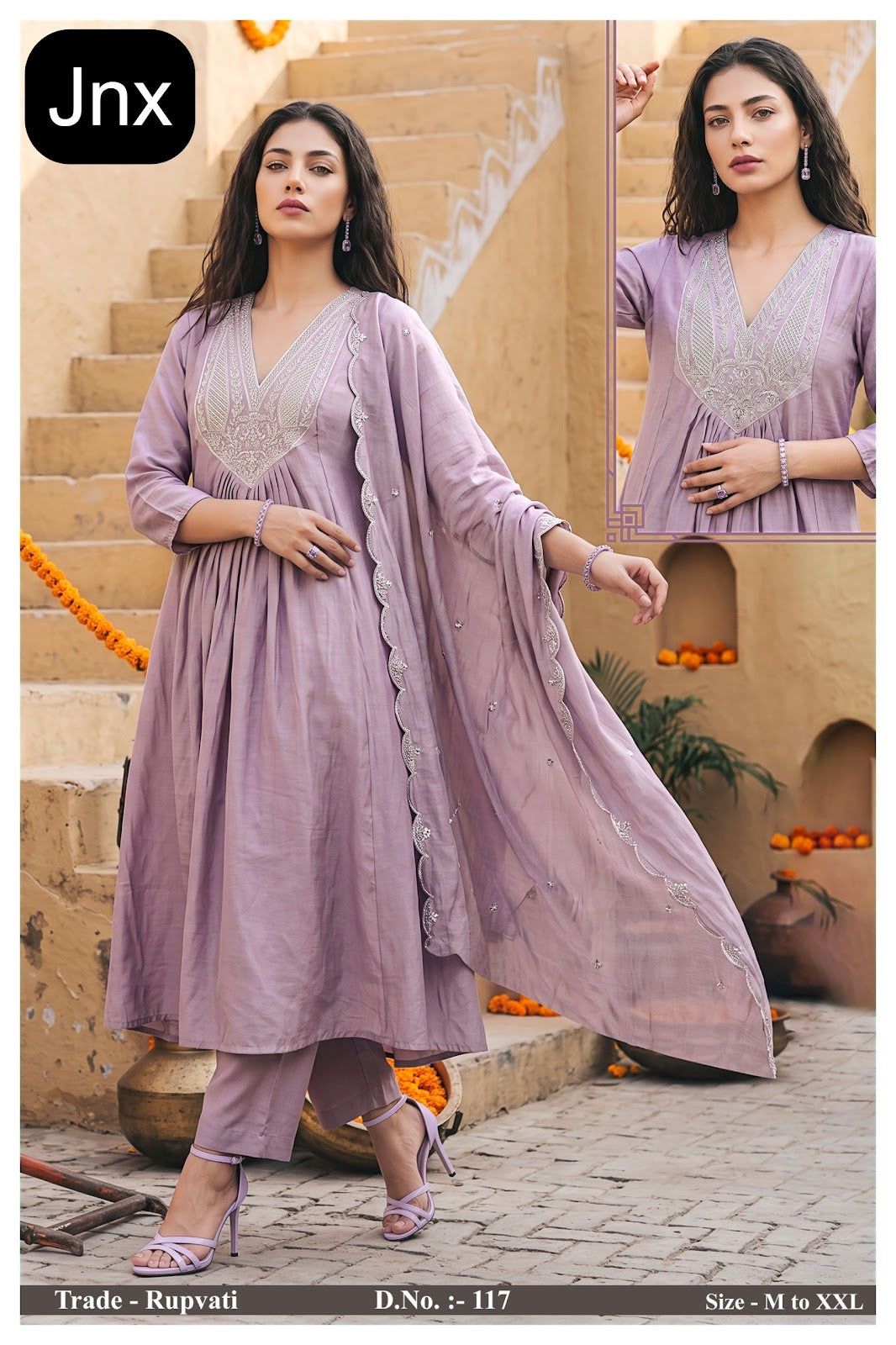 Rupvati Jnx Chanderi Readymade Anarkali Suits Wholesaler Gujarat
