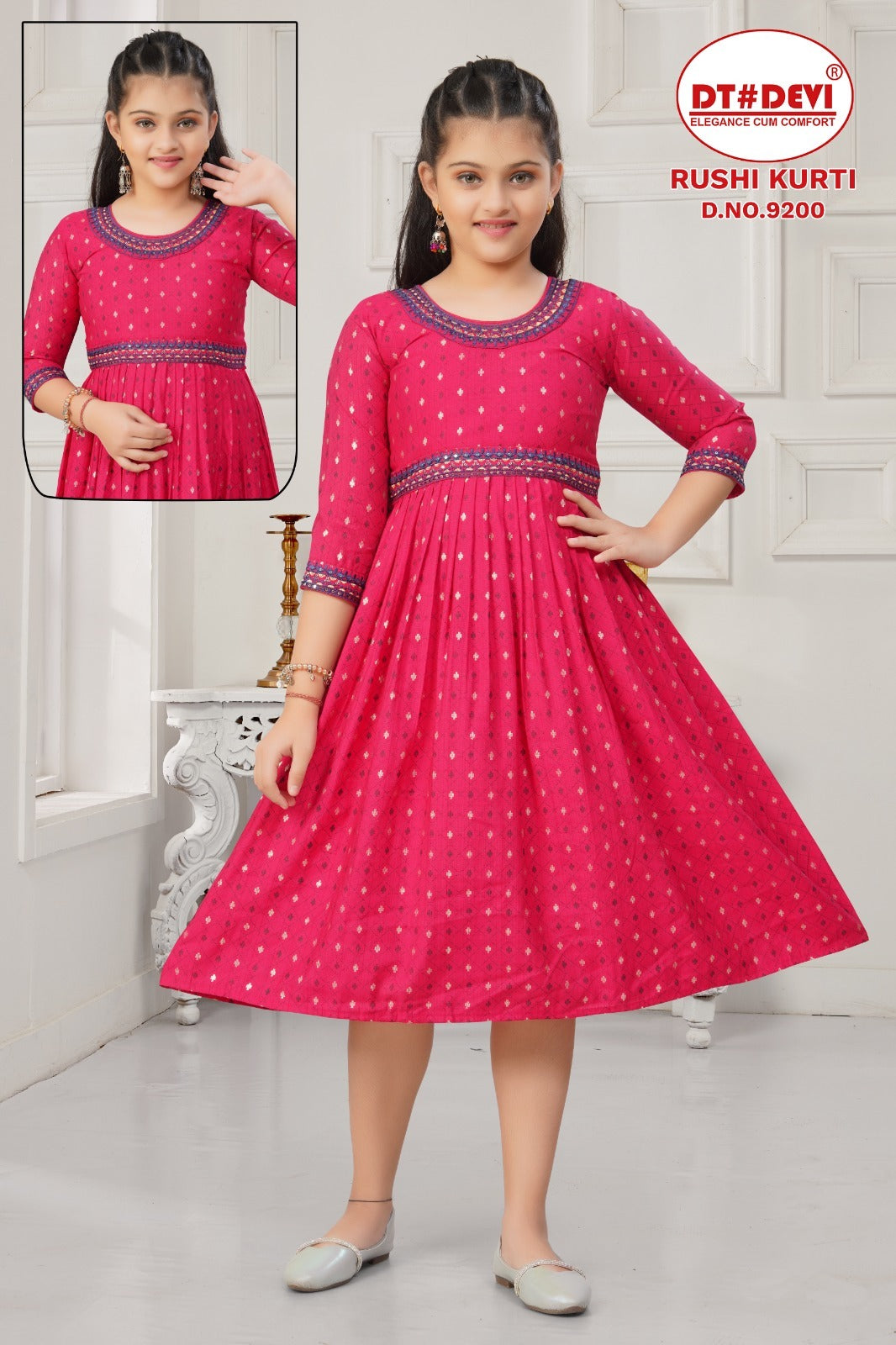 Rushi Dn 9200 Dt Devi Vetican Girls Anarkali Kurti Exporter