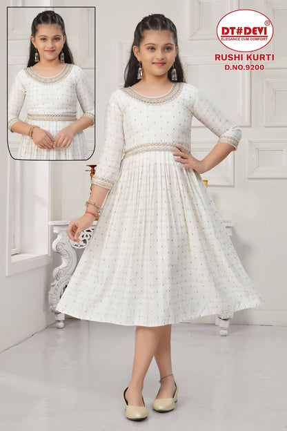 Rushi Dn 9200 Dt Devi Vetican Girls Anarkali Kurti Exporter