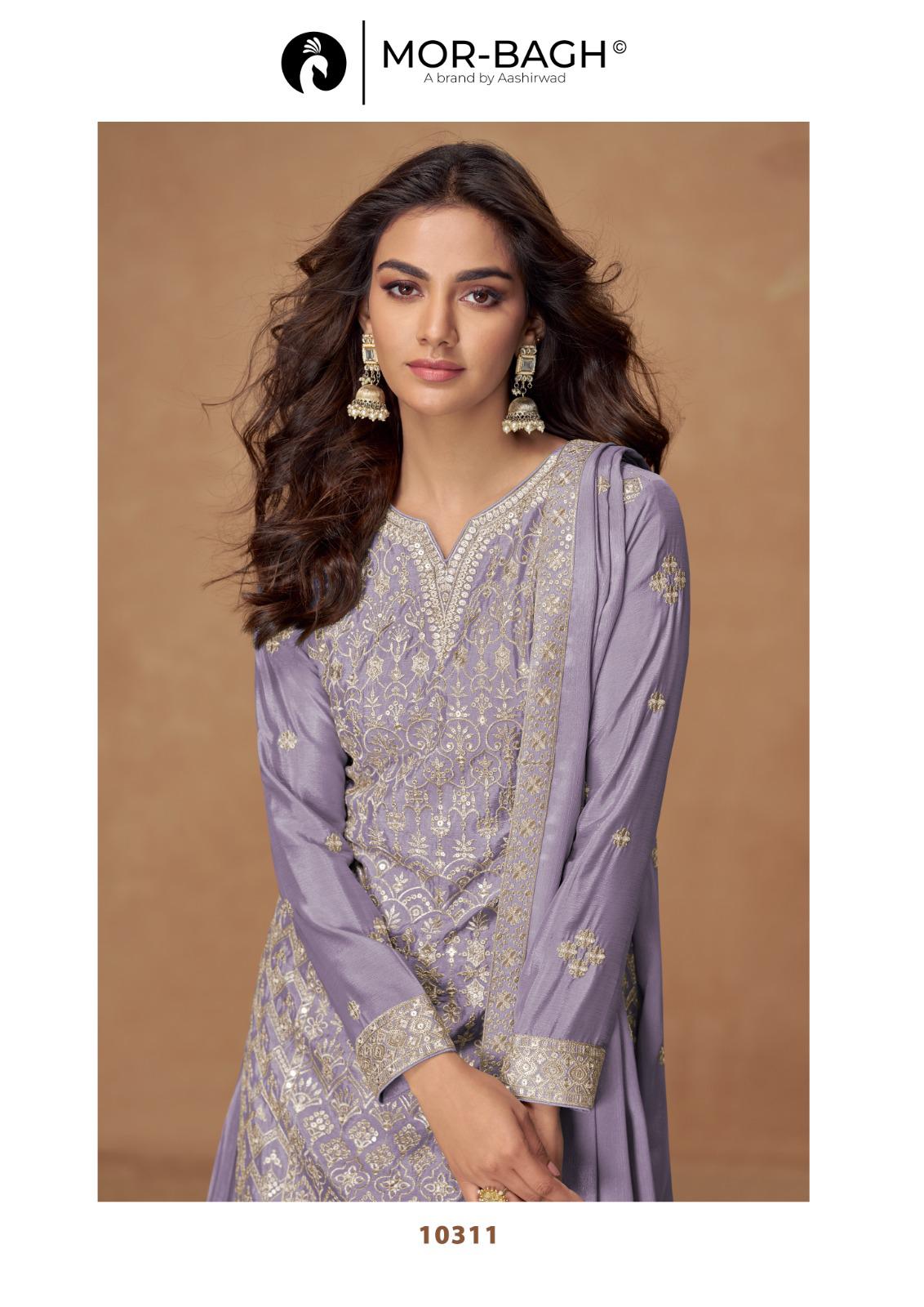 Rushika Aashirwad Mor Bagh Chinon Silk Readymade Suits Manufacturer Ahmedabad