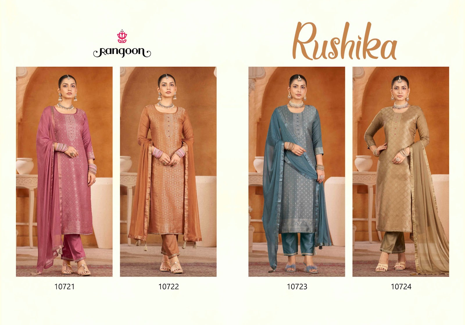 Rushika Rangoon Viscose Muslin Readymade Pant Style Suits Manufacturer India