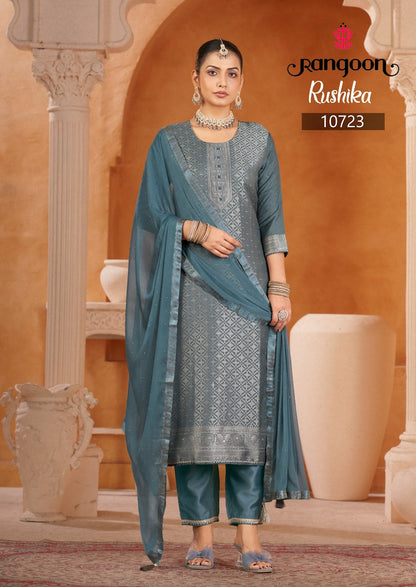 Rushika Rangoon Viscose Muslin Readymade Pant Style Suits Manufacturer India