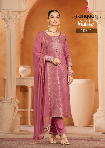 Rushika Rangoon Viscose Muslin Readymade Pant Style Suits Manufacturer India