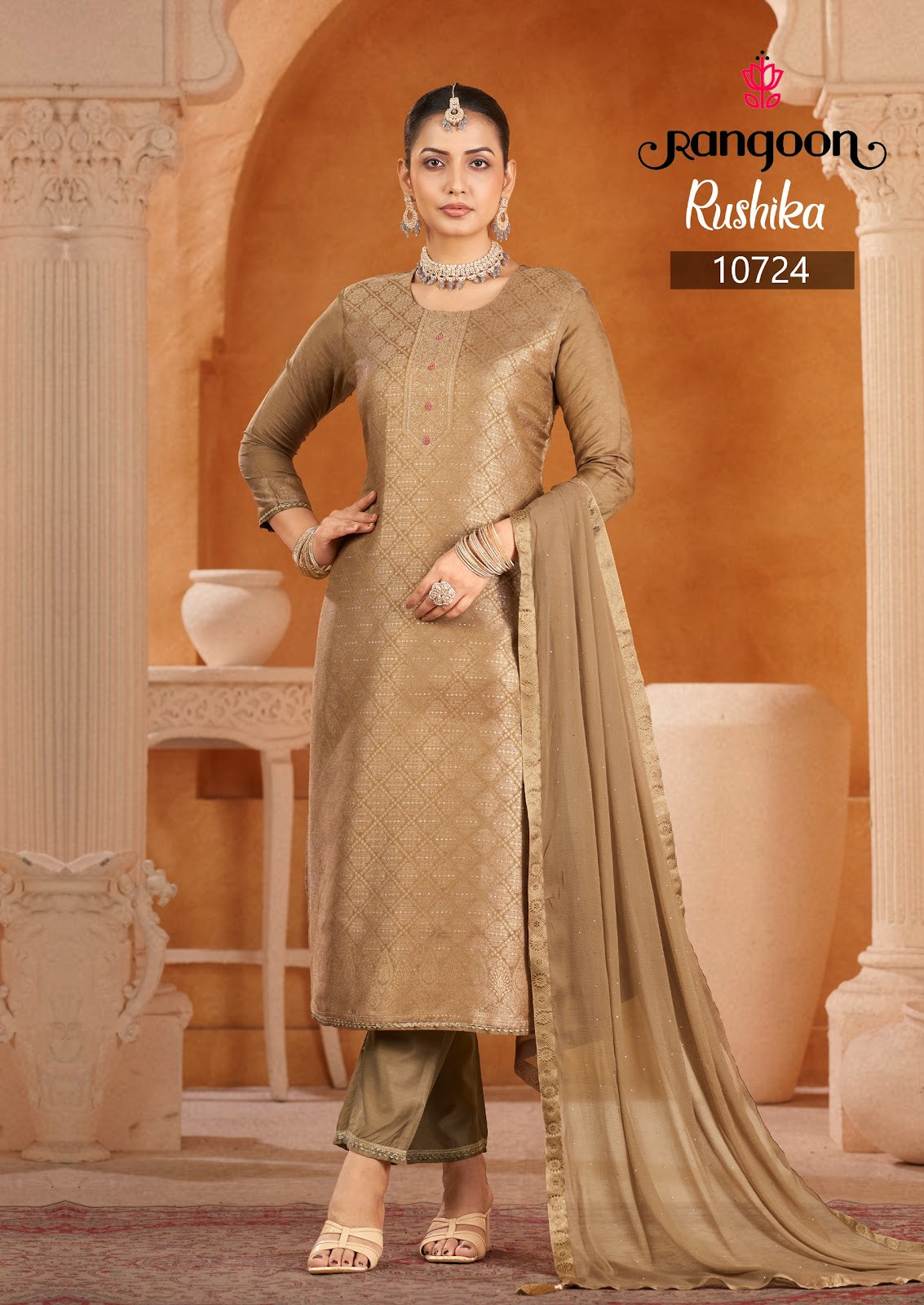 Rushika Rangoon Viscose Muslin Readymade Pant Style Suits Manufacturer India