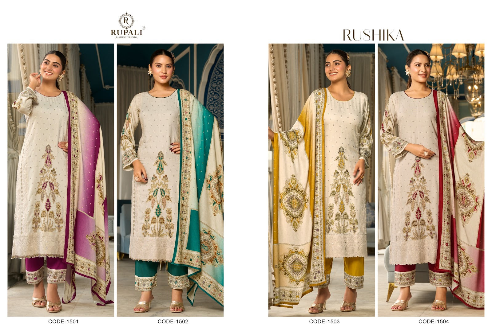 Rushika Rupali Pashmina Suits Supplier India