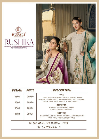 Rushika Rupali Pashmina Suits Supplier India