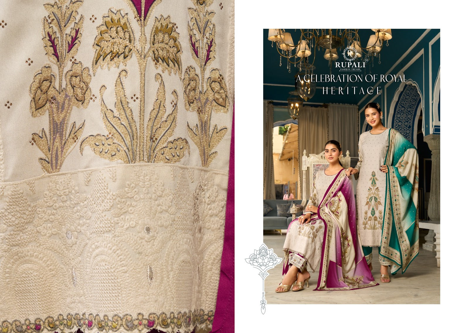 Rushika Rupali Pashmina Suits Supplier India