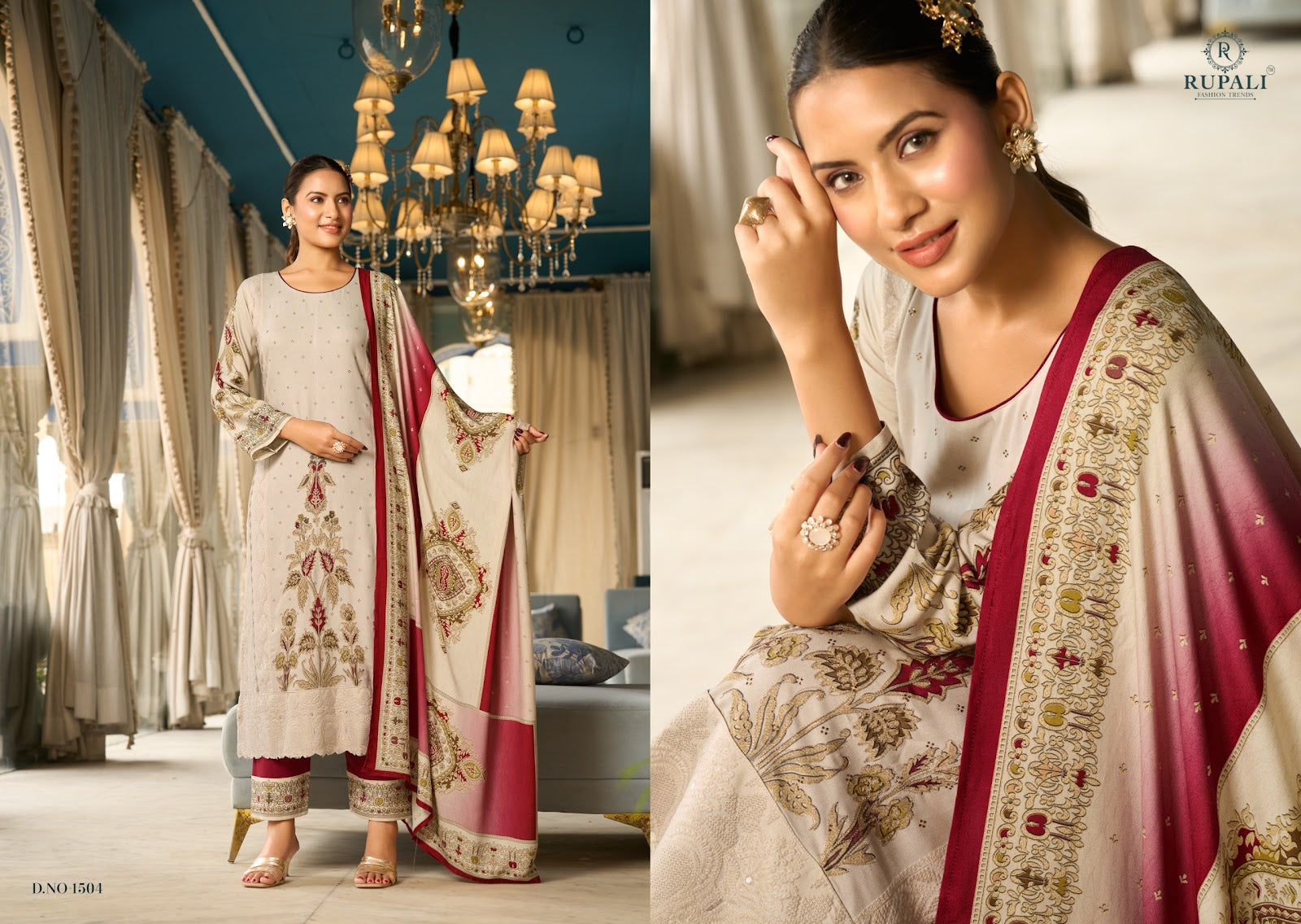 Rushika Rupali Pashmina Suits Supplier India