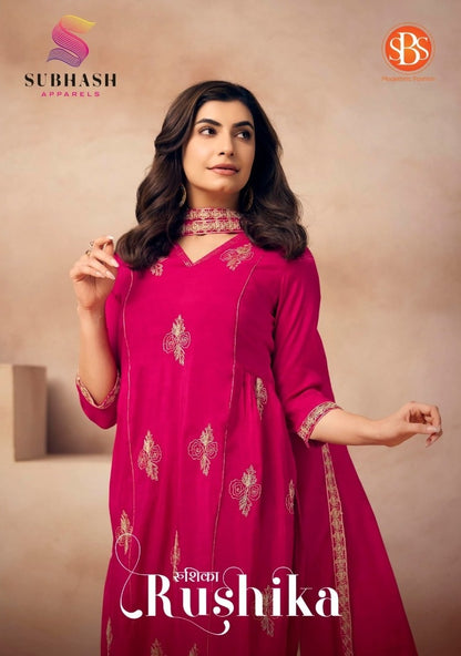 Rushika Sbs Mal Chanderi Readymade Pant Style Suits Manufacturer