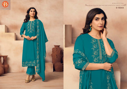 Rushika Sbs Mal Chanderi Readymade Pant Style Suits Manufacturer