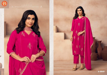 Rushika Sbs Mal Chanderi Readymade Pant Style Suits Manufacturer