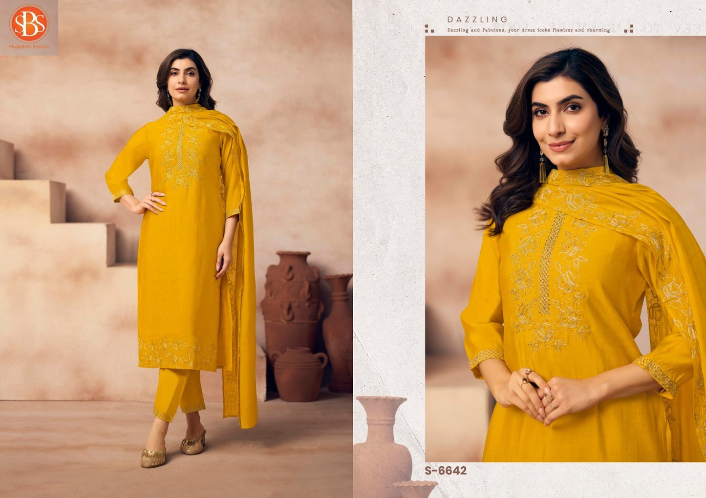 Rushika Sbs Mal Chanderi Readymade Pant Style Suits Manufacturer