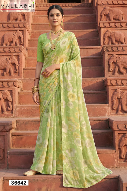 Rushika Vol 3 Vallabhi Prints Georgette Sarees Wholesale Rate