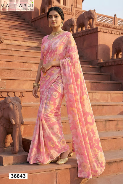 Rushika Vol 3 Vallabhi Prints Georgette Sarees Wholesale Rate