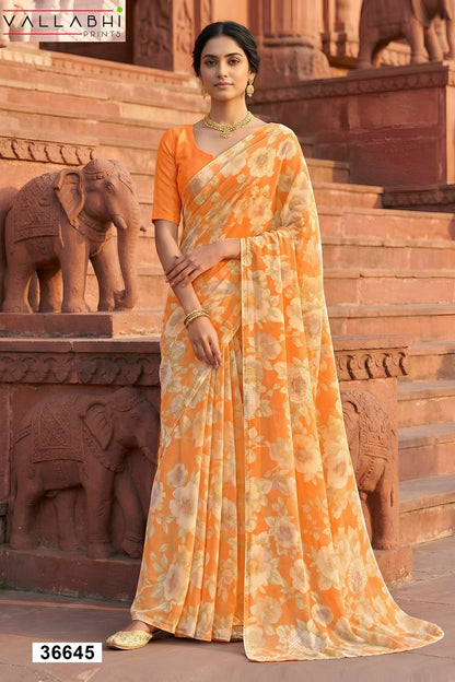 Rushika Vol 3 Vallabhi Prints Georgette Sarees Wholesale Rate