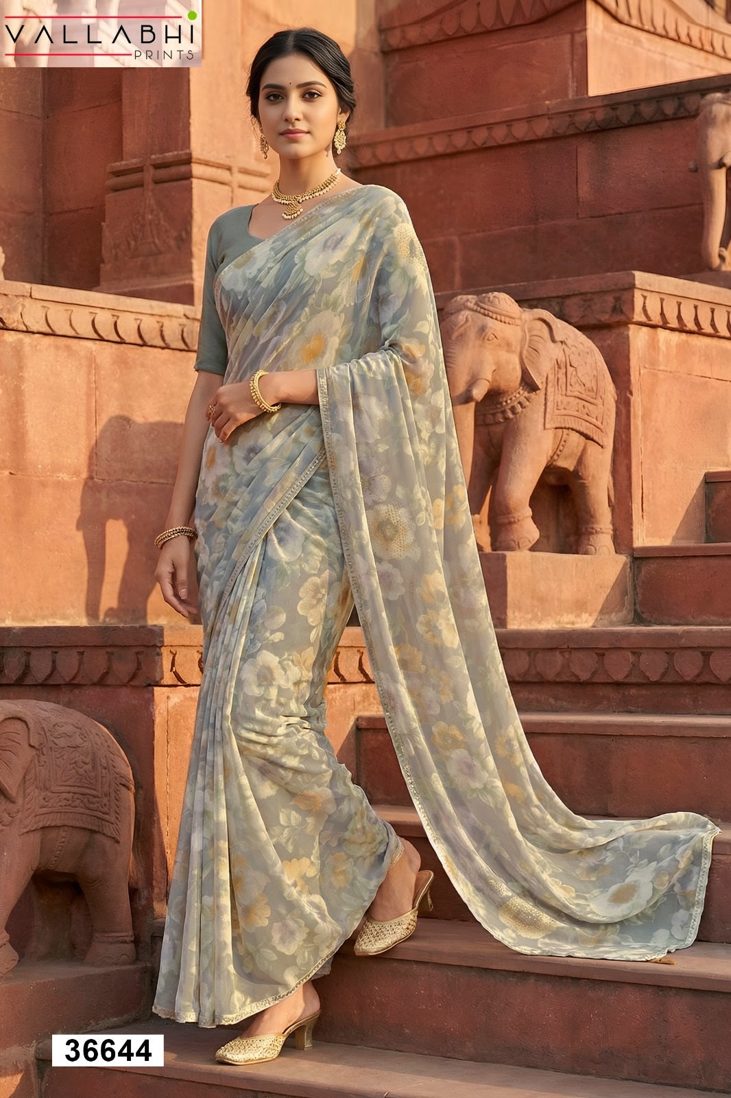 Rushika Vol 3 Vallabhi Prints Georgette Sarees Wholesale Rate