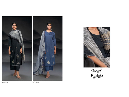 Rushita-2574 Ganga Premium Cotton Plazzo Style Suits