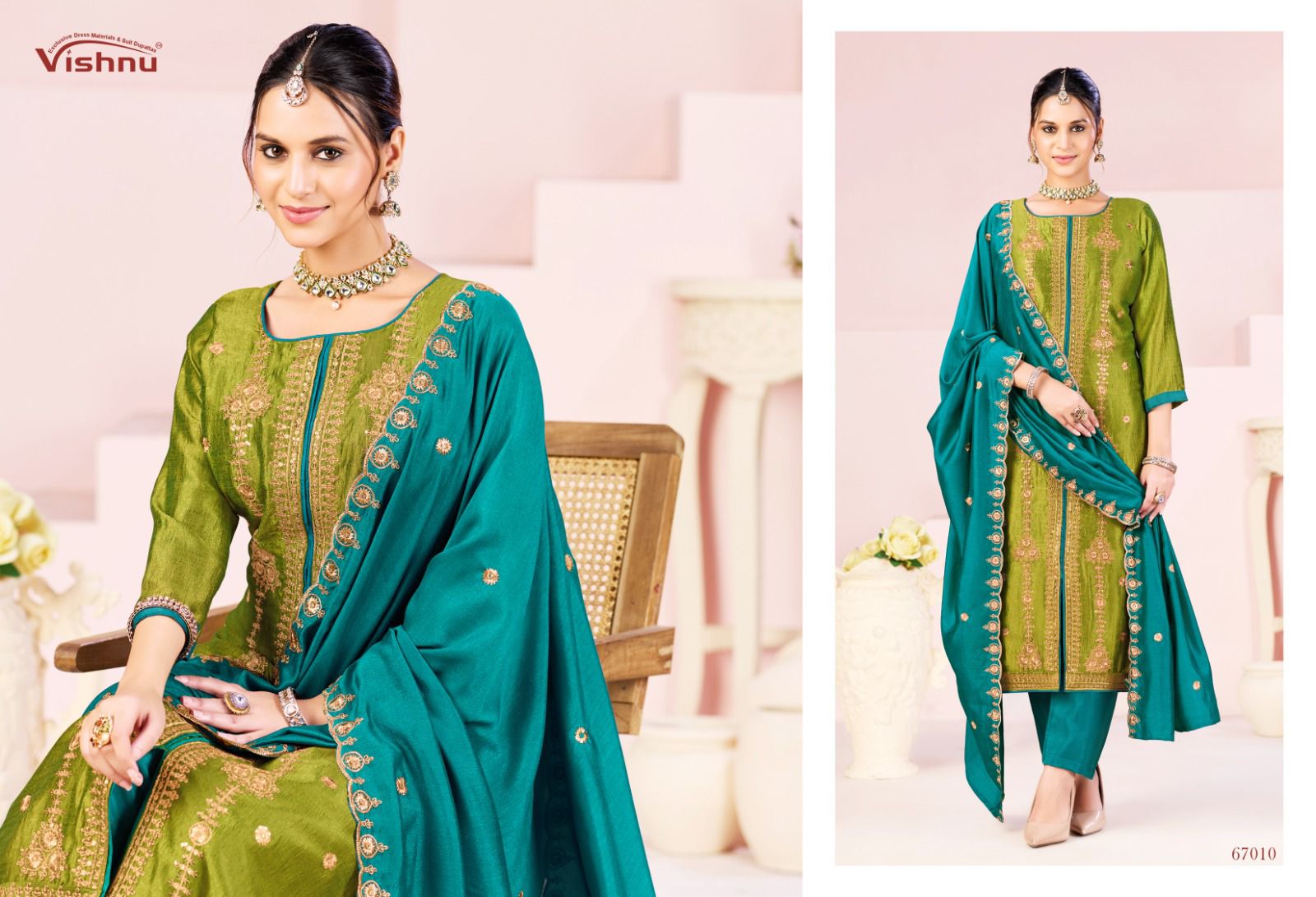 Rustam Vishnu Impex Vichitra Silk Pant Style Suits Manufacturer Gujarat