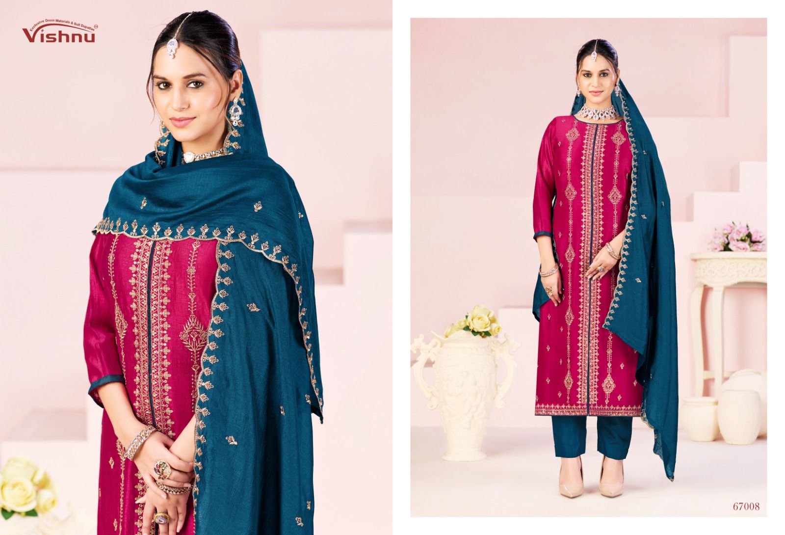 Rustam Vishnu Impex Vichitra Silk Pant Style Suits Manufacturer Gujarat