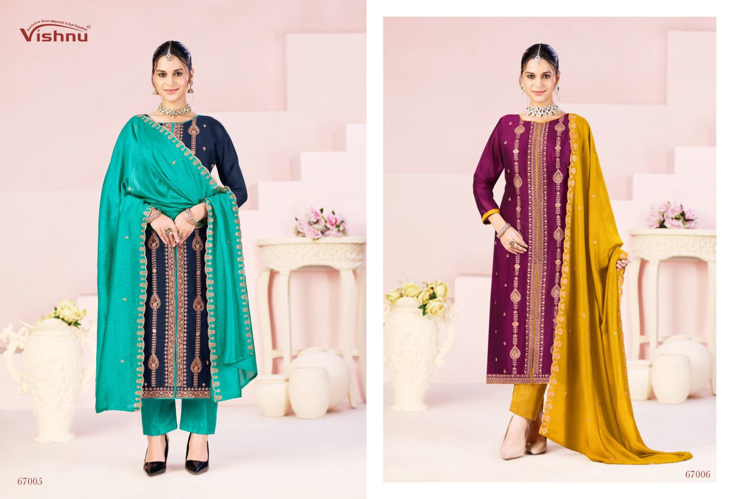 Rustam Vishnu Impex Vichitra Silk Pant Style Suits Manufacturer Gujarat