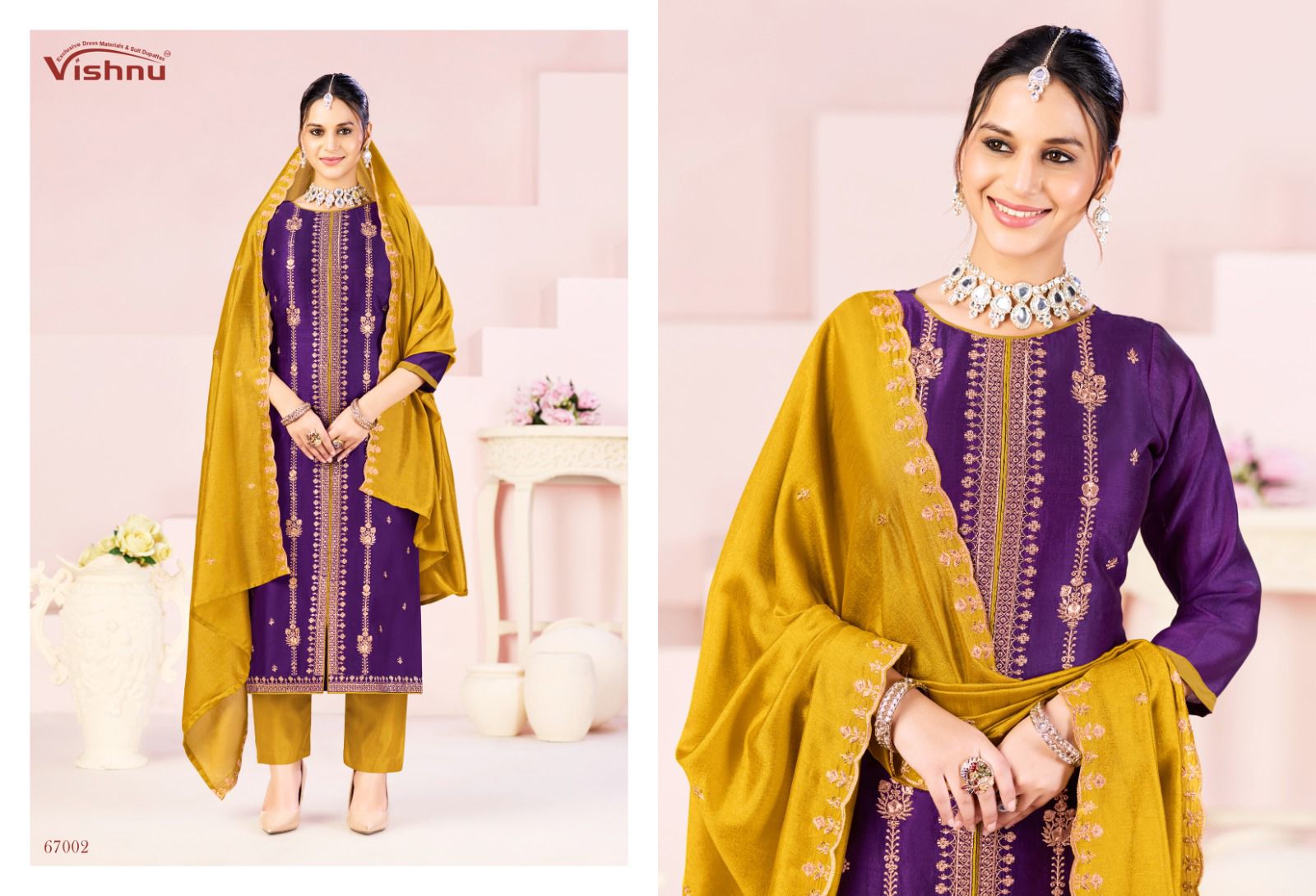 Rustam Vishnu Impex Vichitra Silk Pant Style Suits Manufacturer Gujarat