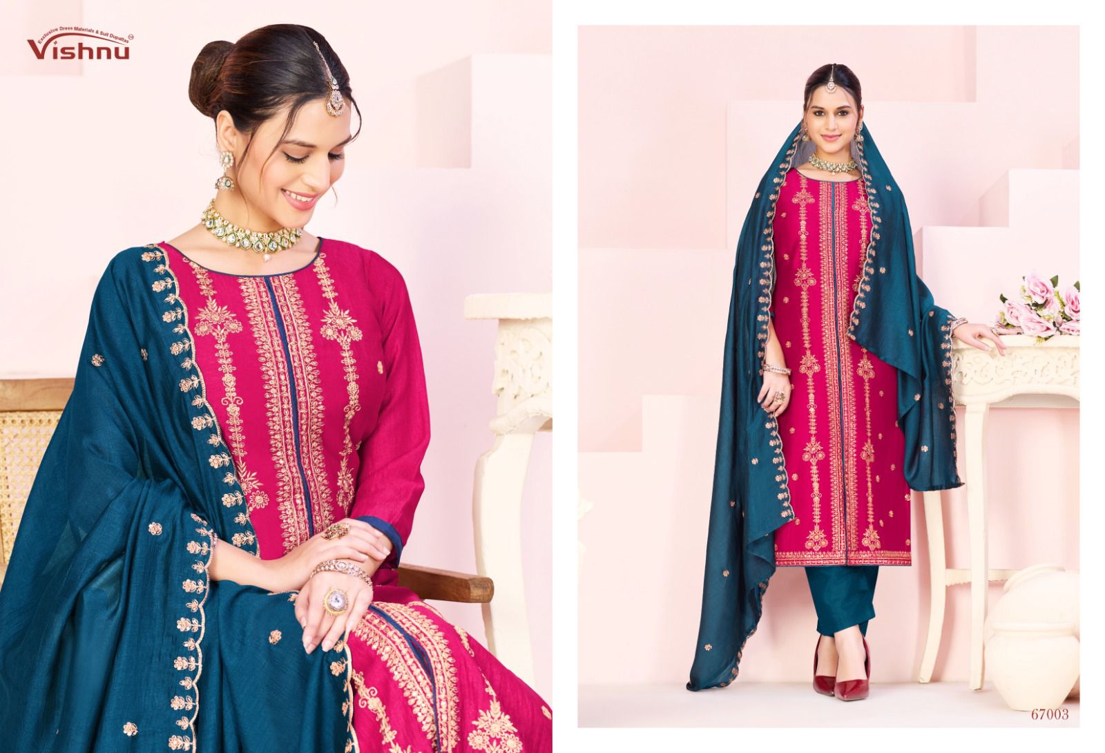 Rustam Vishnu Impex Vichitra Silk Pant Style Suits Manufacturer Gujarat