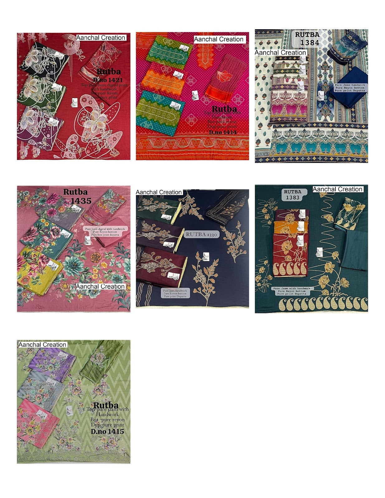Rutba Aanchal Creation Pure Jaam Salwar Suits Exporter